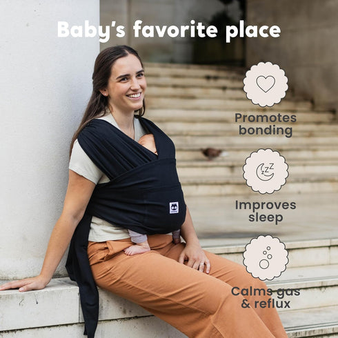 (0-36m, 8-35 lbs) CuddleCarry Pre-Wrapped Baby Ring Sling by CuddleBug - Adjustable, Lightweight Baby Carrier Wrap