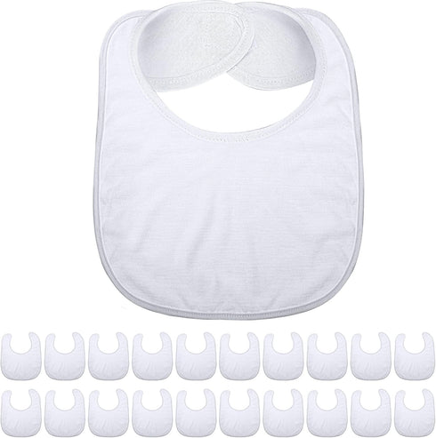 Geyoga 20 Pieces Sublimation Blanks White Bibs for Baby, Washable Reusable Fabric Bibs for Decorating