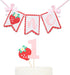 LINLULU Strawberry High Chair Banner - Strawberry Themed 1st Birthday Decoration Set Including