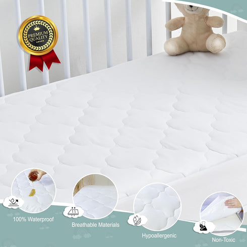 Sava Kids 100% SavaKids Natural Cotton Waterproof Crib Mattress Protector Sheet - Breathable, Fitted Pad for Babies