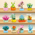 Qinline 24 Pack 6-12, Easter Gifts for Kids Succulents Flower Bouquets Building Blocks with Gift Cards for School, Boy