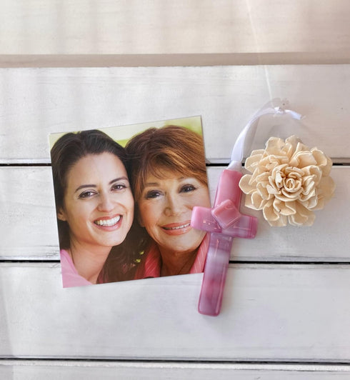 Handmade Glass Cross for Mother - Unique Gift with Poem for Christmas, Mother's Day, Birthday
