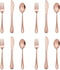 E-far 12-Piece Copper Kids Silverware Set, Stainless Steel Toddler Utensils, Includes Forks, Spoons, Knives