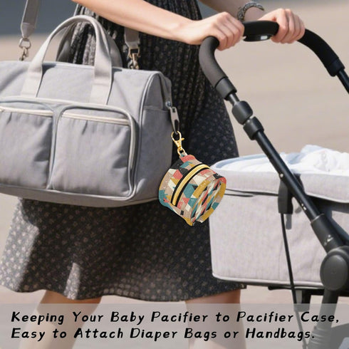 PYBUG Mountain Round Pacifier Storage Case, Polyester & TPU Lined with Hook Buckle, Pacifier Container Box for Baby