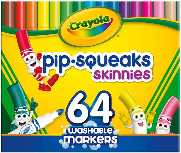 Crayola Pip-Squeaks Skinnies Washable Markers (64ct) - Mini Coloring Markers for Kids Craft Supplies