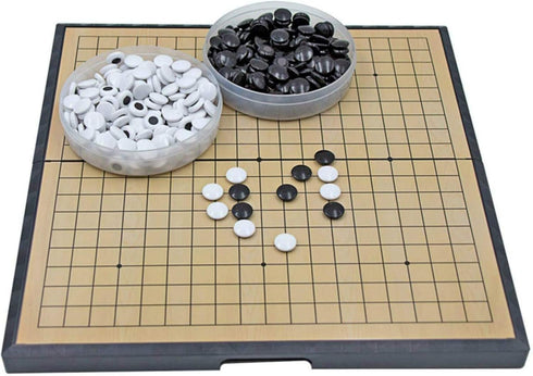 Medium Magnetic Go Chess Set Game: 19x19, 11 Inch Portable with Single Convex Plastic Stones, Classic Strategy Game