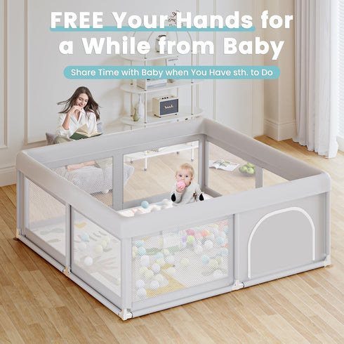 50 50 inch Hiaksedt Baby Playpen with Mat Small Playpen for Babies and Toddlers x Baby Fence Playards