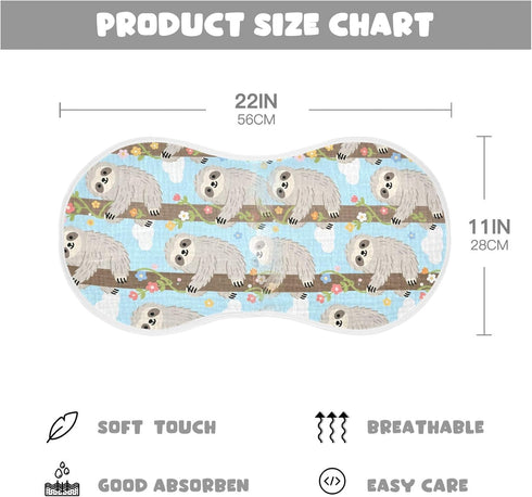 GOODOLD Set 1 Pack Cartoon Sloth Muslin Baby Burp Cloths - Super Absorbent and Soft Burping Rags - Cotton Burp Clothes