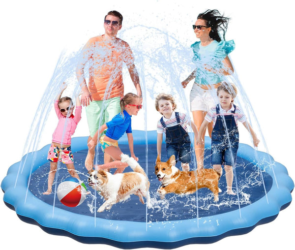 Splash Pad for Kids and Dog, YSJILIDE Non-Slip Large Sprinkler Splash Play