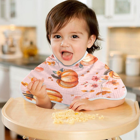 YETTASBIN Watercolor Pumpkin Muslin Baby Burp Cloth, Super Soft Absorbent Cotton Burp Rag Baby Bibs Feeding Cloth