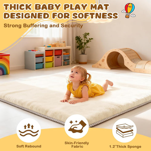 Yozoia 50 50, Tummy Thick Baby Play Mat for Floor x Ultra Soft Playpen Mat, Machine Washable Time Foam, Non-Slip Bottom