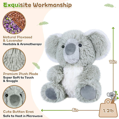 SuzziPals Heatable & Coolable Koala Stuffed Animals, Cute Microwavable Heating Pad Plushies for Soothing & Relaxation