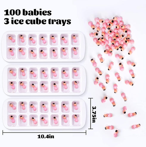 My Water Broke Baby Shower Game with 100 Mini Plastic Babies, 3 Ice Cube Trays, for Party Decorations Baby Shower Games (Pink)