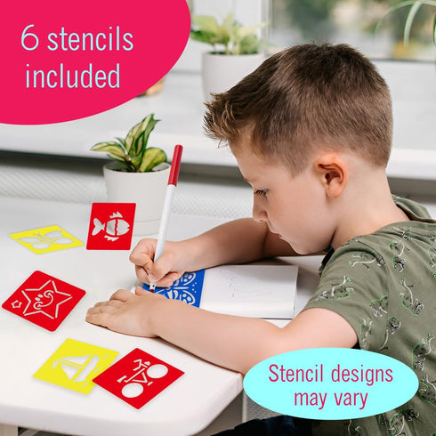 Super Tip Markers,10 Markers for Kids, Washable Markers, Perfect for Arts and Crafts, Coloring Markers with 4 Stencils for Kids Included, Art Supplies for kids by The Mega Deals