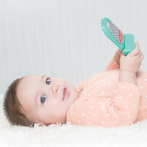 Infantino Flip and Peek Fun Phone, Bilingual with 3 English & 3 Spanish Phrases, Teal, 1 Count