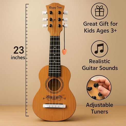 23" 6 Acoustic Guitar, Kids String Toy Guitar - Realistic Steel Strings - Beginner Practice First Musical Instrument