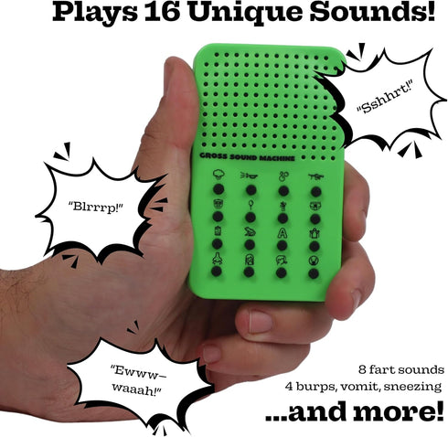 16 Gross Sound Machine with Farts, Burps, Vomit, Sneeze and Coughing Noises, Portable Electronic Fart Themed For Kids