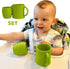 Open Cup Set for Baby, 2 Handled Open Tiny Cups for Toddlers, Transitional Training Silicone Cup, Green