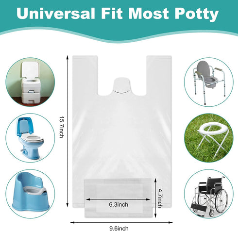 Reallnaive 120 Pcs Travel Potty Bags Liners with Absorbent Pads Disposable Car Potty Portable Training Bags for Seat