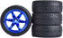 4PCS 1:10 RC Tires and Plastic Wheels Rims for On Road Touring Racing Drift Car, Traxxas HSP HPI (Blue)