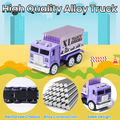 6 Set, 3 4 5 6 Oriate PCS Diecast Metal Toy Trucks Vehicle Cars Toys with Movable Parts, Mini Pull Back Toy Cars