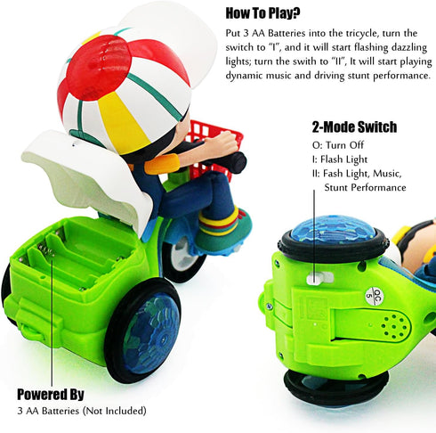 Tipmant Baby Toddler Electric Tricycle Toy, Cartoon Motorcycle Vehicle with Music and Lights, Kids Birthday Gifts