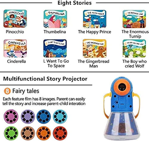 Matteobenni 3-12 Kids Multifunctional Story Projector, Night Lights Projector Storybook Toy, Educational Toys Gifts