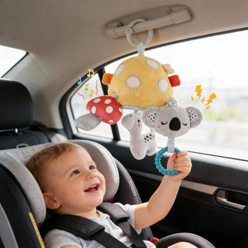 littlove 6-12 3 Musical Baby Pull Vibration Toy for Car Seat Months, Travel Sensory Toy Months, Montessori Plush Toys