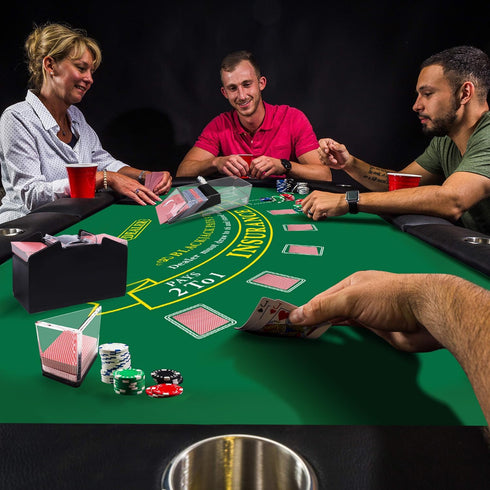 36" 72" GSE Games & Sports Expert x Casino Layout Felt, Professional Casino Tabletop Mat for Parties, Casino Poker Game