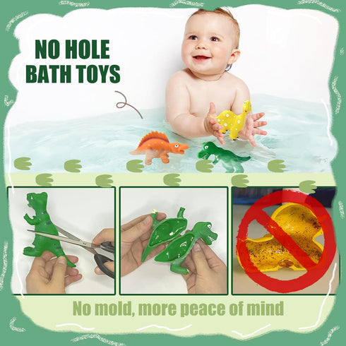 1-3, 18 3Pcs 1-3 Dinosaurs Toys for Toddlers No Hole Bath Toys for Months, Soft Rubber Dino Bath Toy for Kids Age