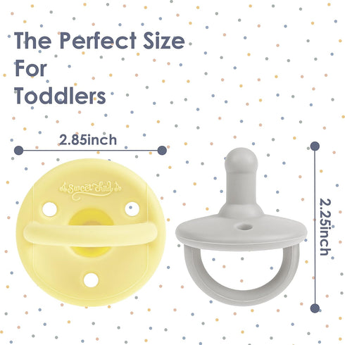 Sweet Child Pacifiers Set of 6, 0-18 Months, Ultra-Light Silicone Binkies with Collapsible Handle & 3 Air Holes