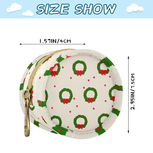 Christmas Decoration Round Pacifier Storage Case with Zipper, Portable Pacifier Case for Travel, Diaper Bag & Purse