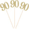 Pack of 10 Gold Glitter 90th Birthday Centerpiece Sticks, Number 90 Table Topper Age Letter Decorations