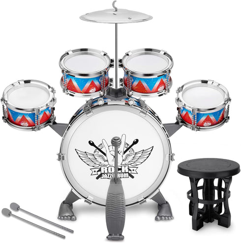 Toddlers Drum Set Kids Jazz Drum Kit for 3-5 Years Old, Early Learning Musical Toy Set, Perfect Birthday Gift