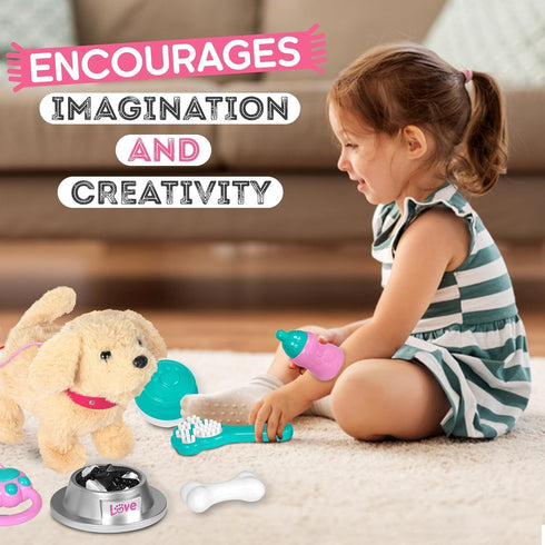 Puppy Doll Stroller - Remote Control Electronic Plush Puppy Dog Toy - Singing, Walking, Barking, Tail Wagging for Kids