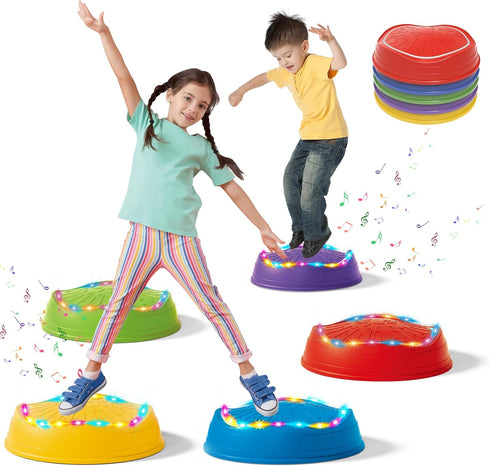 Music Light Up Stepping Stones for Kids Toddler - 5PCS Non-Slip Stackable
