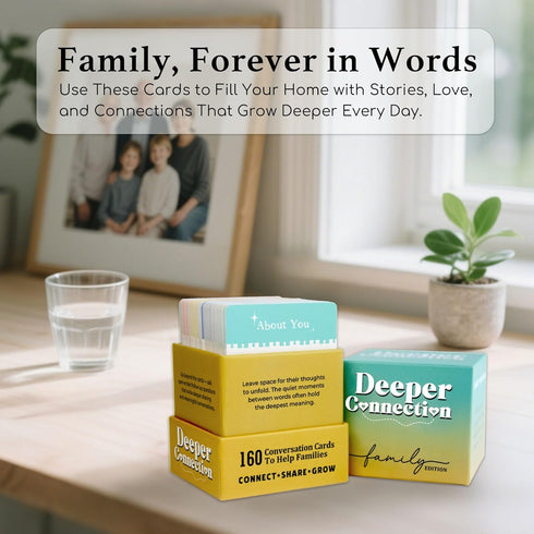 160 Conversation Cards, Family Edition, Meaningful Talk for Family Dinners, Perfect for Families, Adults, Teens, Kids