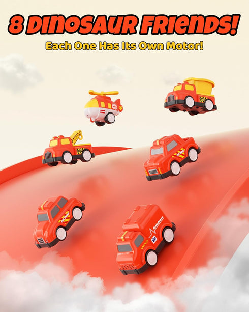 LADFAR 6 6 Set, 3 4 5 6 Construction Toy Trucks for Boys Girls, with Unique Music & Lights, Mini Pull-Back Vehicles