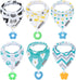 Baby Bandana Drool Bibs 6-Pack & Teething Toys 6-Pack, 100% Organic Cotton, Soft Unisex