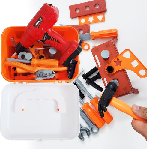 INSHUEY Set,Electric 42pcs Kids Tool Play Screwdriver Toy with Box, Toddler Electronic Toy Drill Kits, Pretend Play