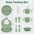 Set, 6+ Bufims Silicone Baby Feeding Baby Led Weaning Supplies, Eating Essentials Utensils with Suction Plate and Bowl
