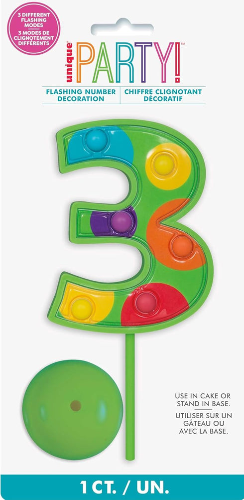 Vibrant Light-Up Accessory Green Flashing Number "3" Decoration - 6.75" (1 Pc.) for Memorable Moments