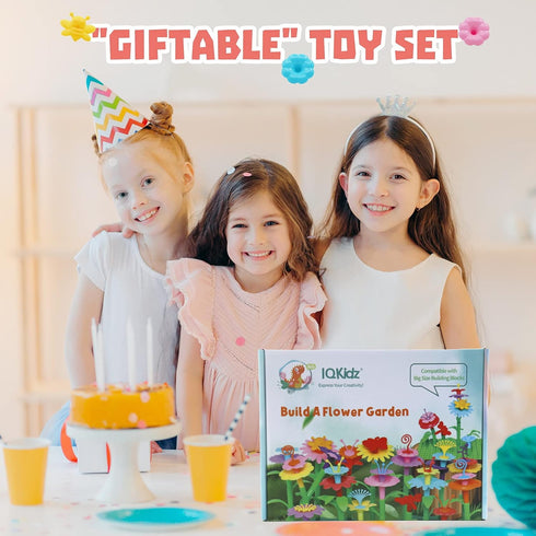 3-6 Years Old Toddler Toys - Flower Garden Building Toy with Insect Pegs, 153Pcs Educational STEM Stacking Set