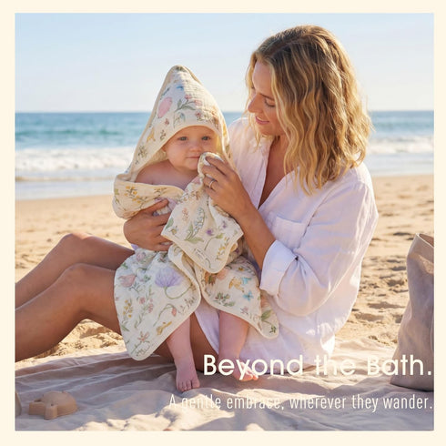 4-Piece Set (32x32 inches) Ultra Soft Muslin Baby Towel - Ideal for Bath & Beach