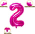 32 Inch Pink Number 2 Balloons, Foil Balloon for Birthday Party Decoration Supplies