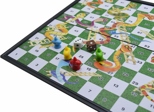 Snakes & Ladders Game, 10x10 Board with 100 Squares, Extendable Family Desk Game