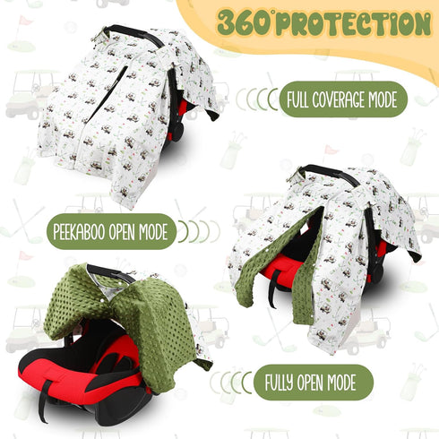27.5 39 Inch Honeydak Golf Baby Car Seat Cover Minky Infant Golf Nursing Decor Canopy Breastfeeding Blankets Peekaboo