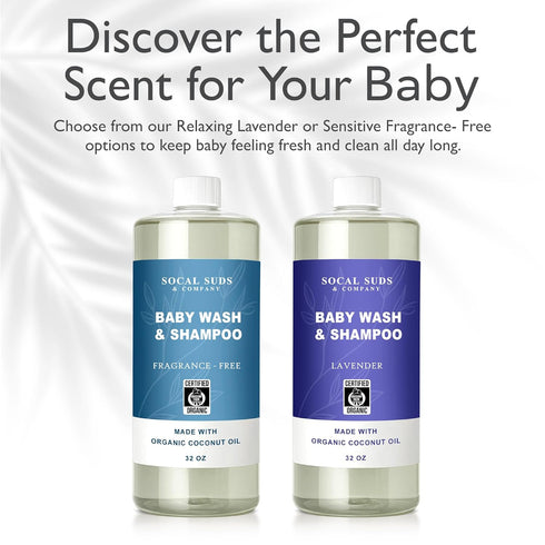 2-in-1 32oz (Pack 1) SoCal Suds & Company Organic Foaming Baby Shampoo & Body Wash - Castile Soap - Gentle Body Soap