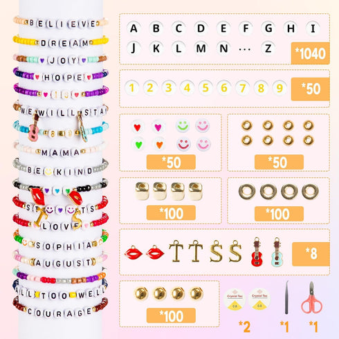 Goldwise Friendship Bracelet Making Kit, 2 Boxes-4952 Pcs with 24 Colors, 3450 Pcs Glass Seed Beads, 1040 Pcs Letter