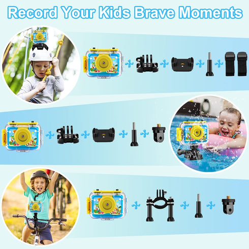 GKTZ Kids Waterproof Camera, Underwater Digital Action Camera with 32GB SD Card for Kids Age 4-10